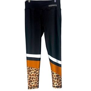NWT-Sirius Sport Wear Herbalife24 Black, Animal print and Gold Leggings SZ XL